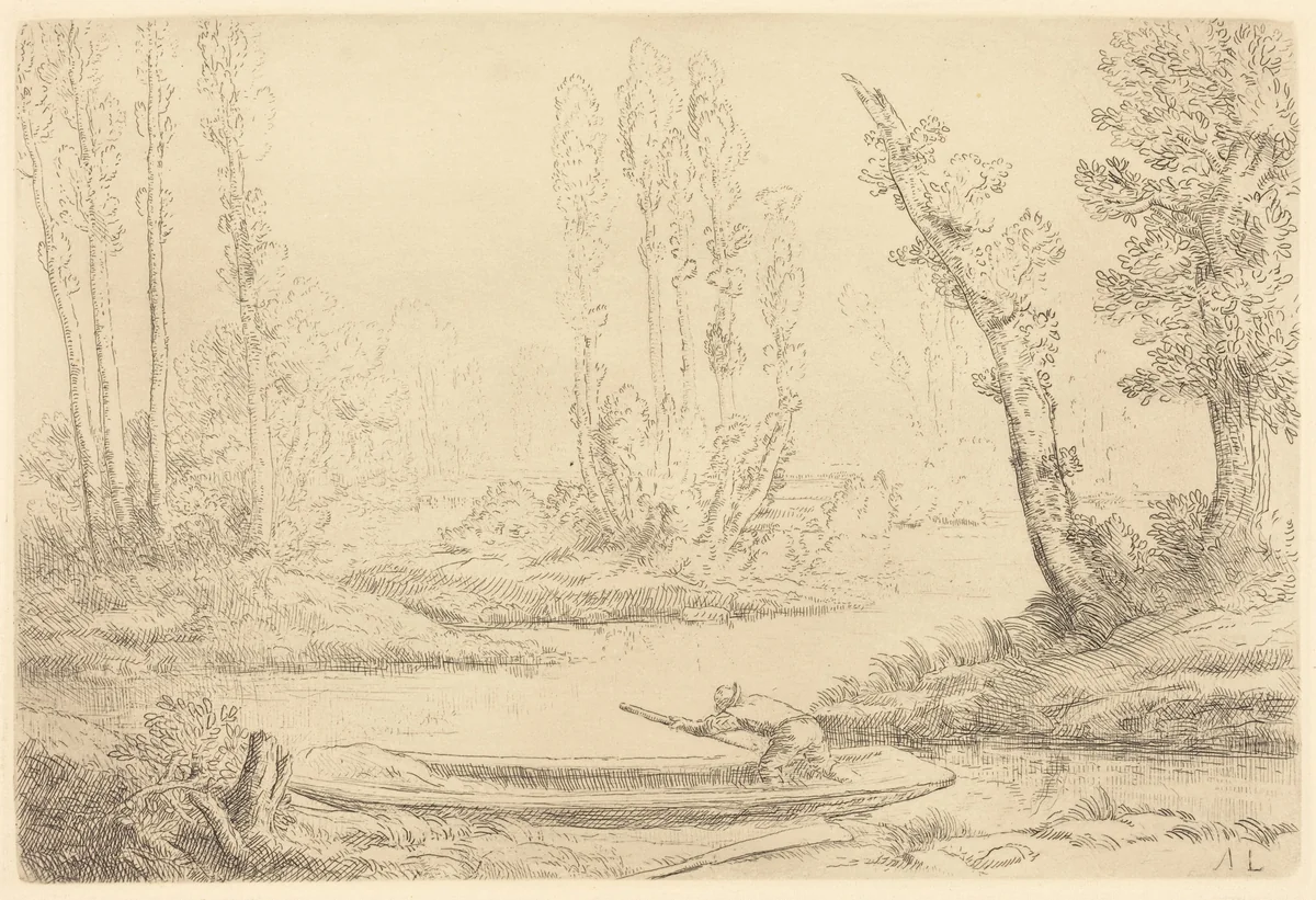 Banks of the Somme near Amiens (Bord de la Somme pres d'Amiens) by Alphonse Legros, print, 1837-1911