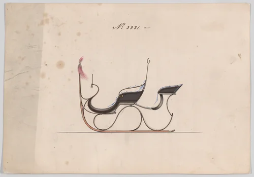 Rumble Sleigh #3331a by Brewster & Co., drawing, 1877