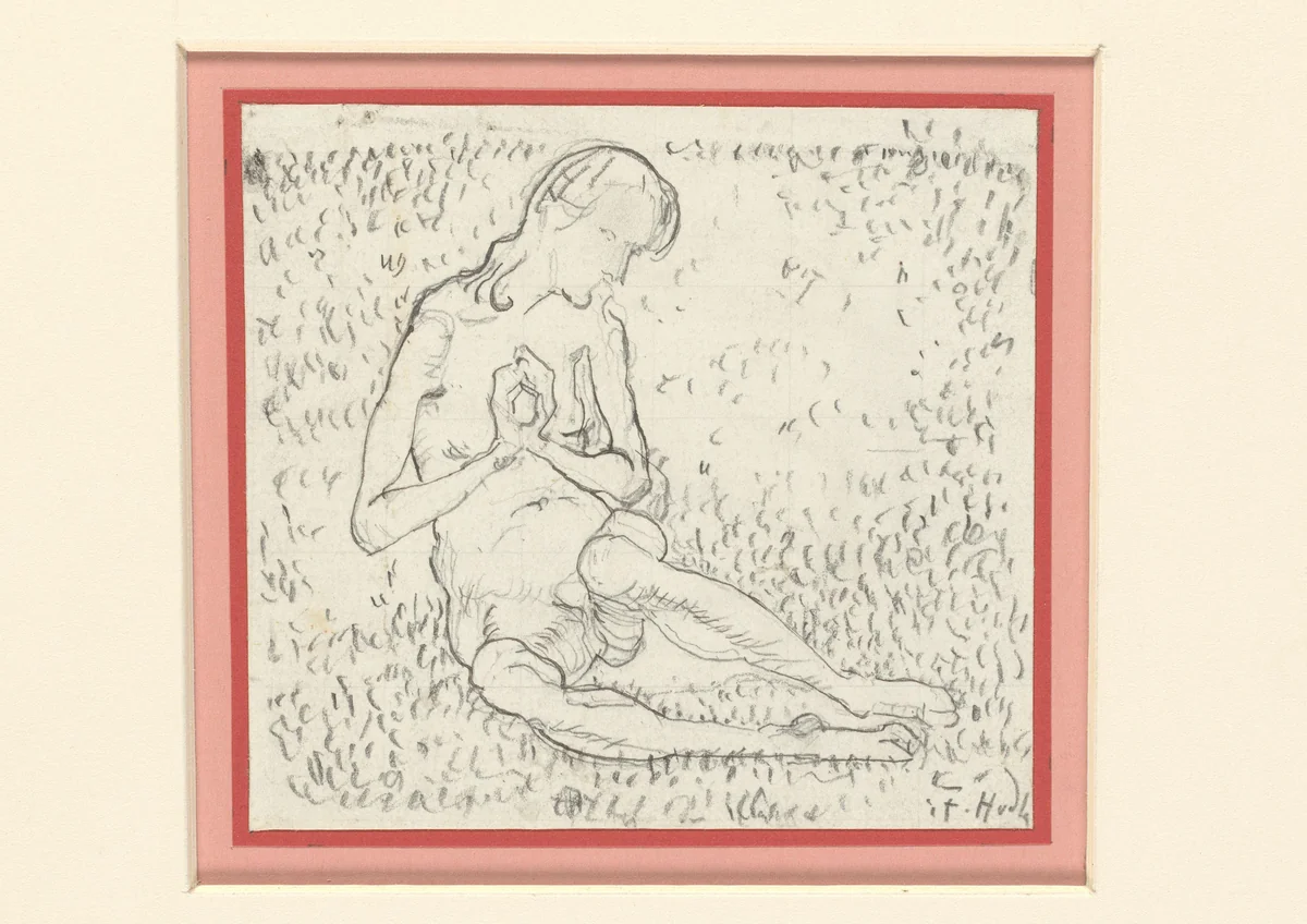Studie voor Die Erwackende (Der Tag) by Ferdinand Hodler, drawing, 1863-1911