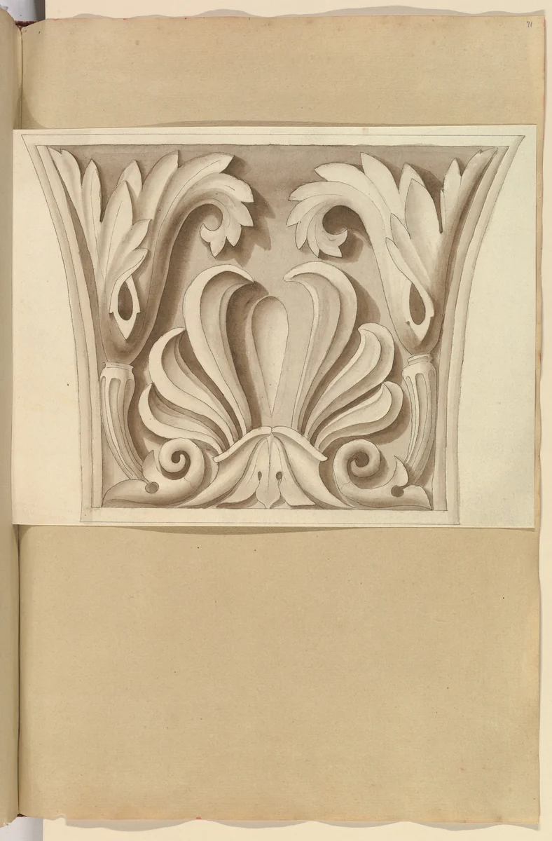 Capital of a Column with Anthemion by Alfred Forrester, drawing, 1845-1870