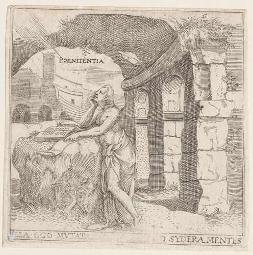 Penitence (Poenitentia) by Enea Vico, print, 1540-1555