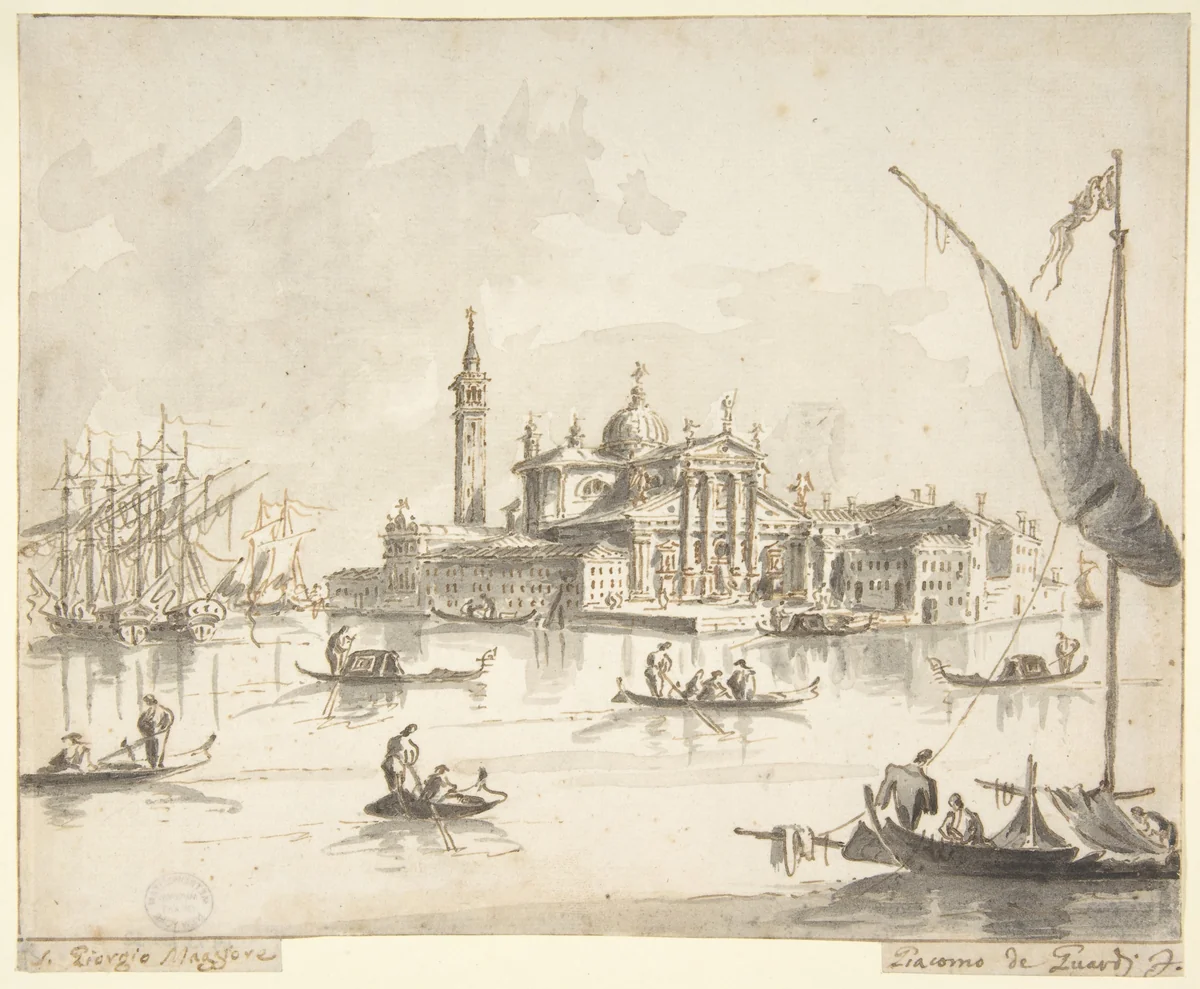 The Island of San Giorgio Maggiore, Venice by Giacomo Guardi, drawing, 1764-1835