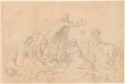 The Nursing of Jupiter by Théodore Chassériau, drawing, 1819-1856