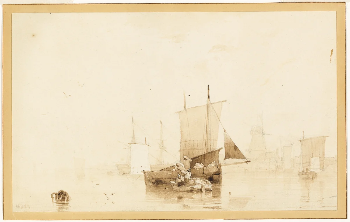 Boats in a Harbor by Richard Parkes Bonington, painting, 1824