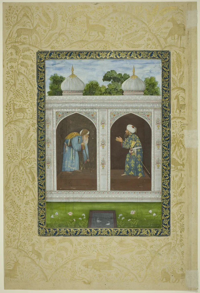 Album Page with Two Sheikhs by India and Iran, painting, 1599-1799