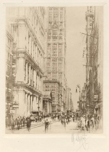 Lower Broadway, Down-Town New York by William Walcot, print, 1924