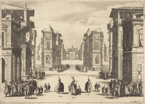 Il Solimano, Act I by Jacques Callot, print, 1620