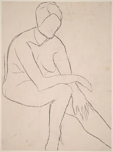 Untitled [seated female nude resting arm on left knee] [verso] by Richard Diebenkorn, drawing, 1955-1967