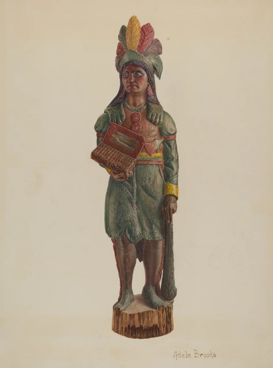 Cigar Store Indian by Adele Brooks, index of american design, 1939