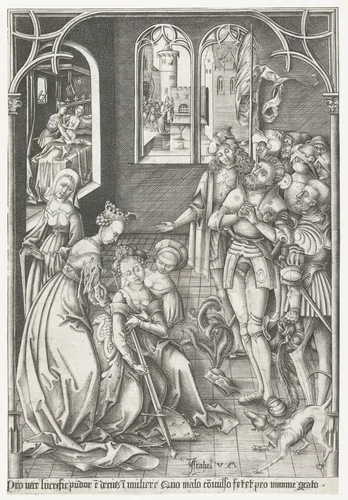 De dood van Lucretia by Unknown, print, 1455-1503