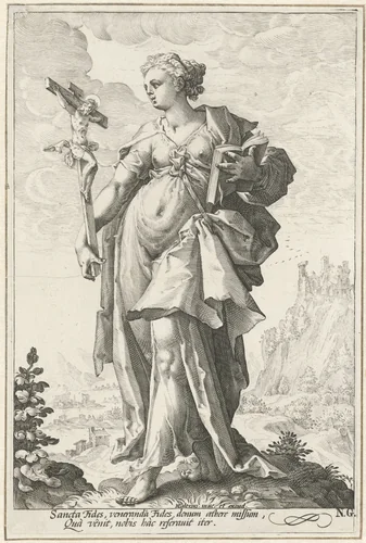 Geloof (Fides) by Unknown, print, 1585-1589