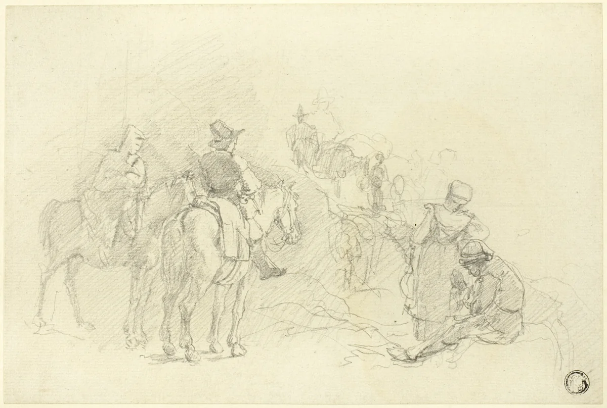 Resting Travelers by Augustus Wall Callcott, drawing, 1799-1844
