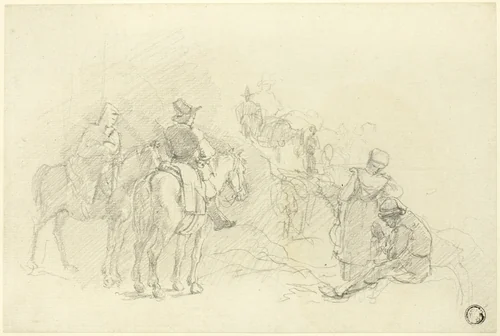 Resting Travelers by Augustus Wall Callcott, drawing, 1799-1844