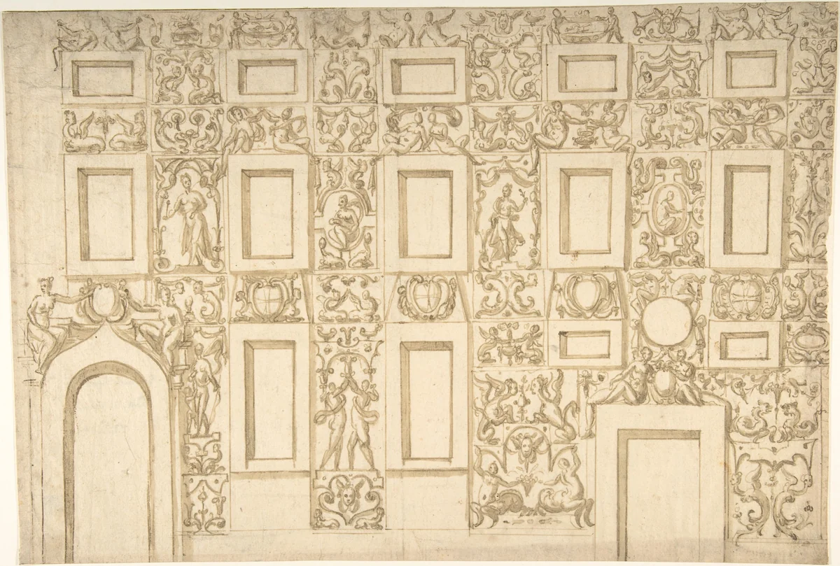 Design for the Decoration of a Façade in Fresco or Sgraffito by anonymous, drawing, 1500-1550