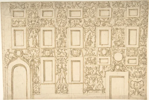 Design for the Decoration of a Façade in Fresco or Sgraffito by anonymous, drawing, 1500-1550