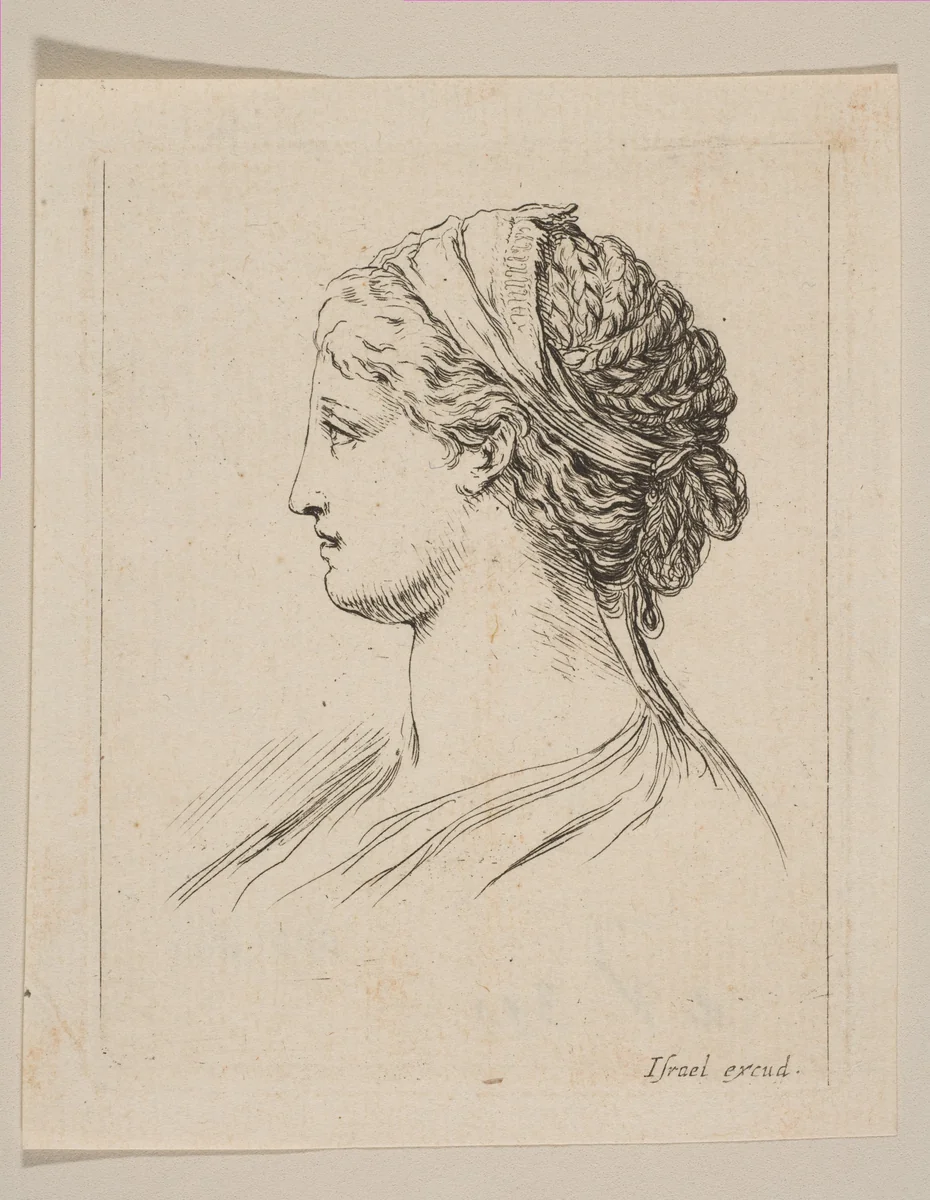Head of a Woman in Profile by Stefano della Bella, print, 1650