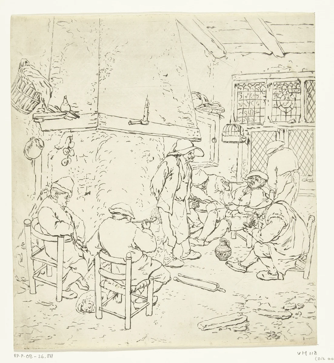 Herberginterieur by Anthonie van den Bos, print, 1778-1838