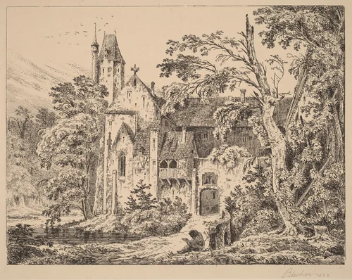 The Monastery in the Forest by Carl Blechen, print, 1823
