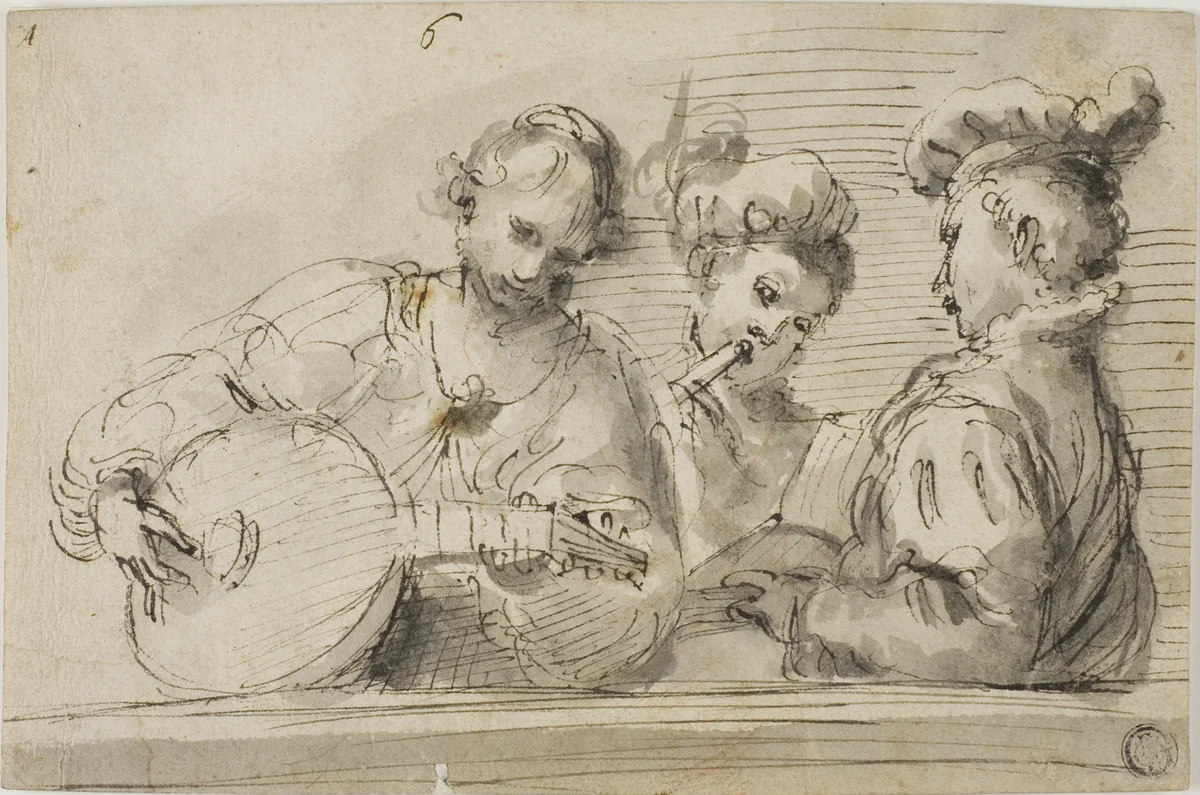Musicians by Unknown Artist, drawing, 1600-1750