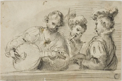 Musicians by Unknown Artist, drawing, 1600-1750