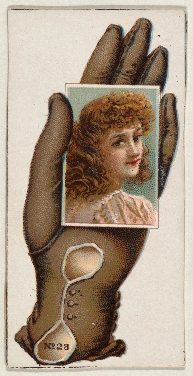Card Number 23, cut-out from banner advertising the Opera Gloves series (G29) for Allen & Ginter Cigarettes by Allen & Ginter, print, 1885-1895