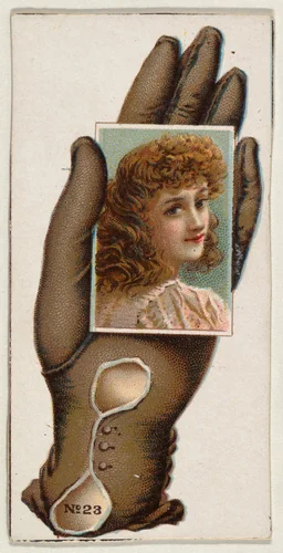 Card Number 23, cut-out from banner advertising the Opera Gloves series (G29) for Allen & Ginter Cigarettes by Allen & Ginter, print, 1885-1895