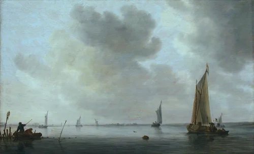 Fishing Boats off an Estuary by Jan van Goyen, painting, 1633
