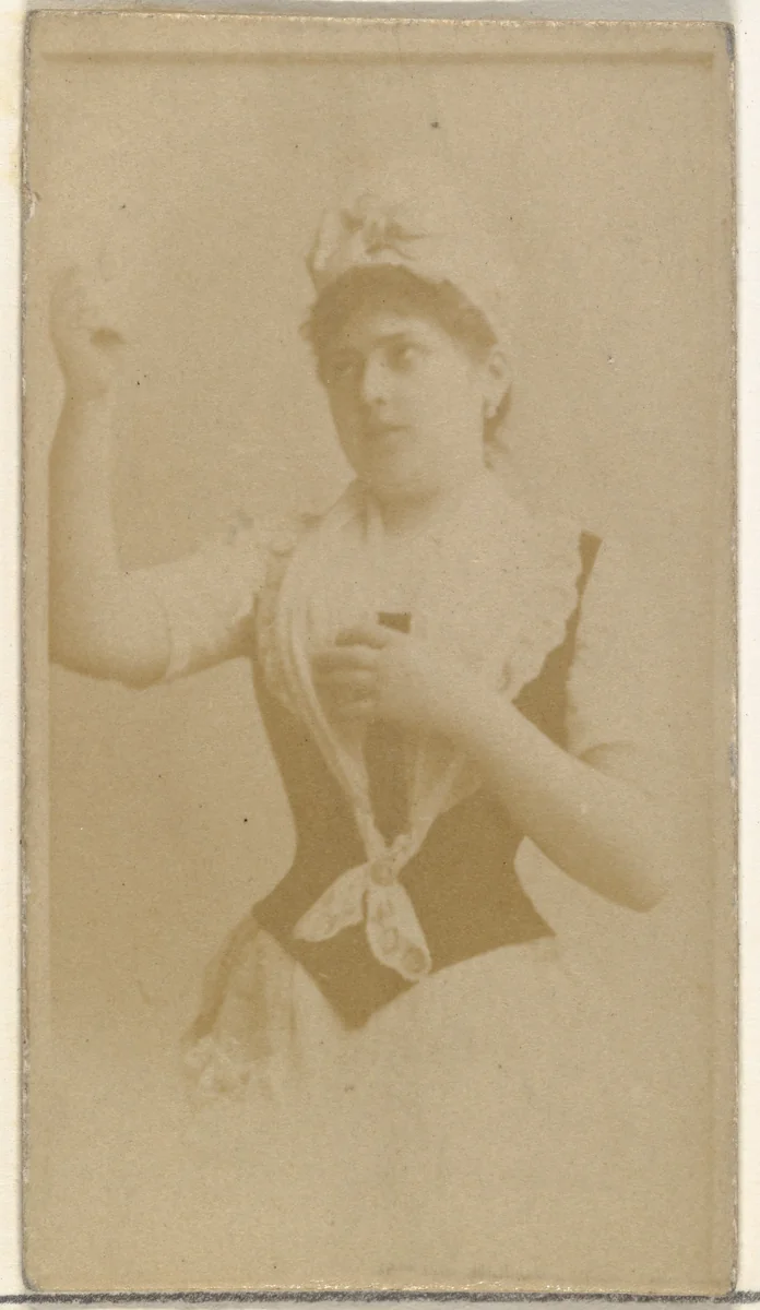 [Actress holding hand to heart], from the Actors and Actresses series (N145-8) issued by Duke Sons & Co. to promote Duke Cigarettes by W. Duke, Sons & Co., photograph, 1890-1895