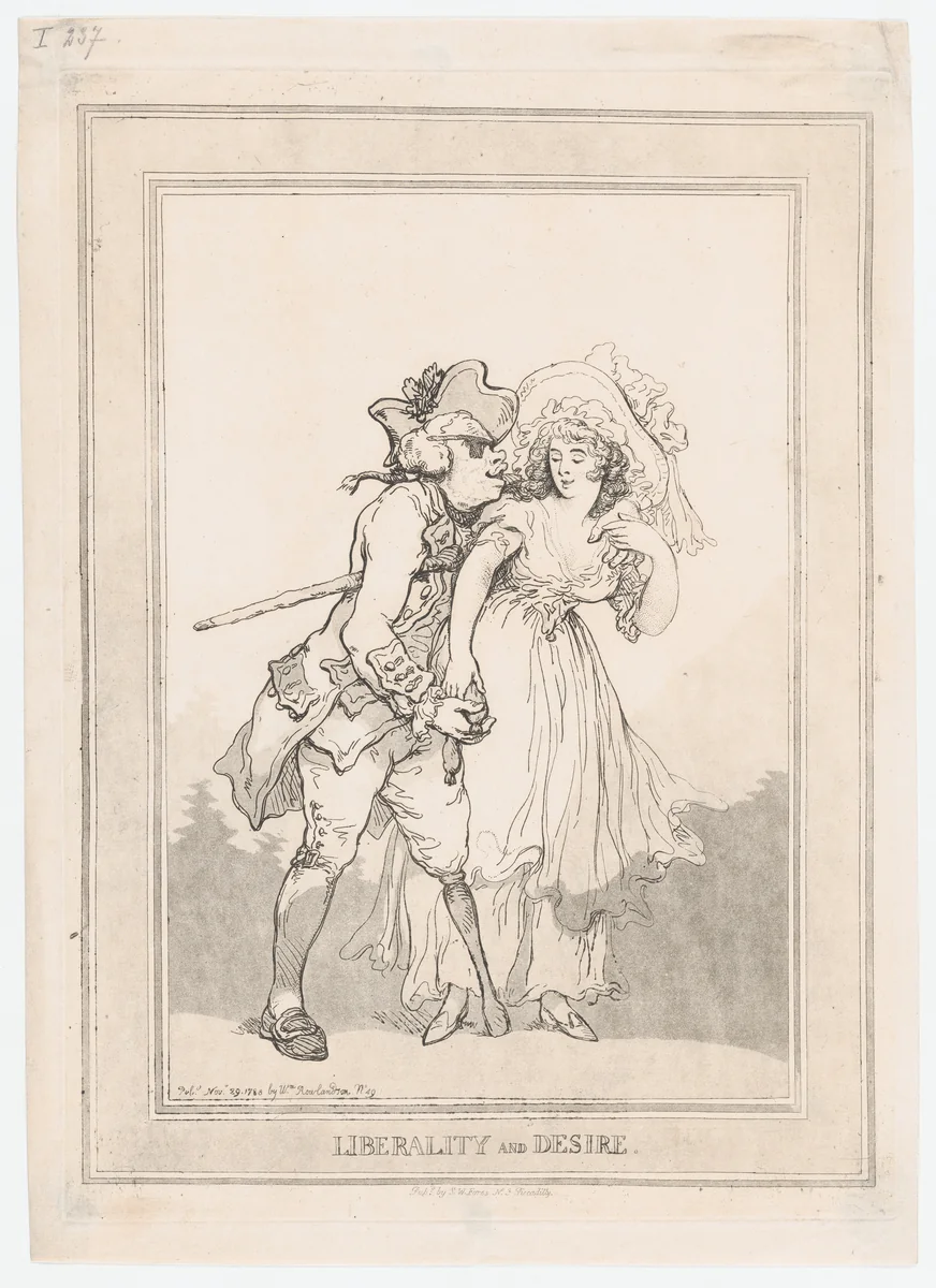 Liberality and Desire by Thomas Rowlandson, print, 1788