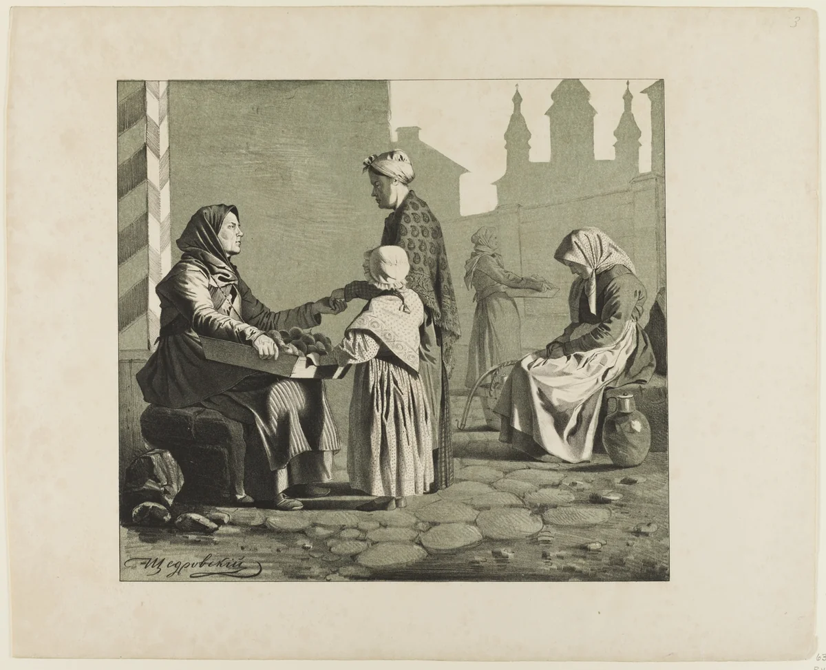 Scenes from Russian Folk Life by Ignatii Shchedrovskii, print, 1835-1870