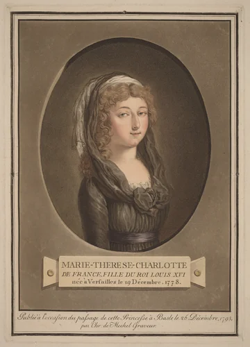 Marie-Thérèse-Charlotte, Duchess of Angoulême by Christian von Mechel; Antoine-François Sergent, print, 1795