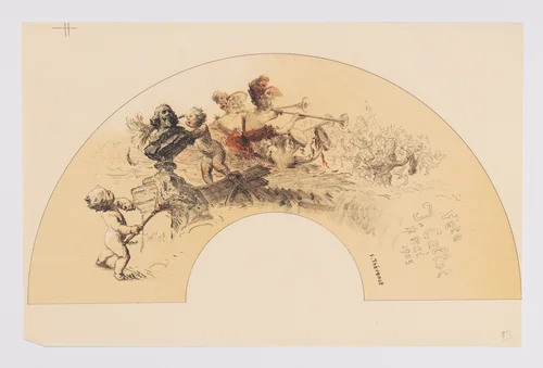 Fan leaf for the Fête Callot by François Thévenot, print, 1905