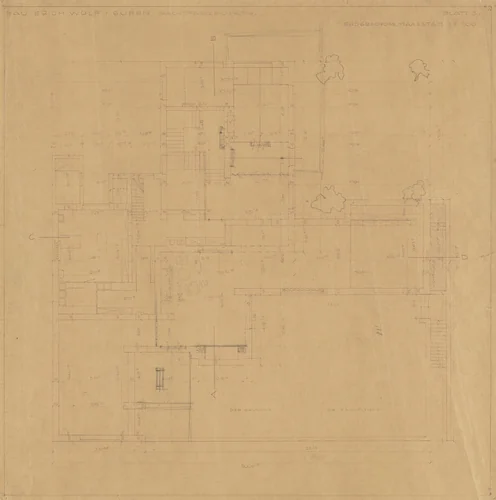 Wolf House, Gubin, Poland, Ground-floor plan by Ludwig Mies van der Rohe, mies van der rohe archive, 1925