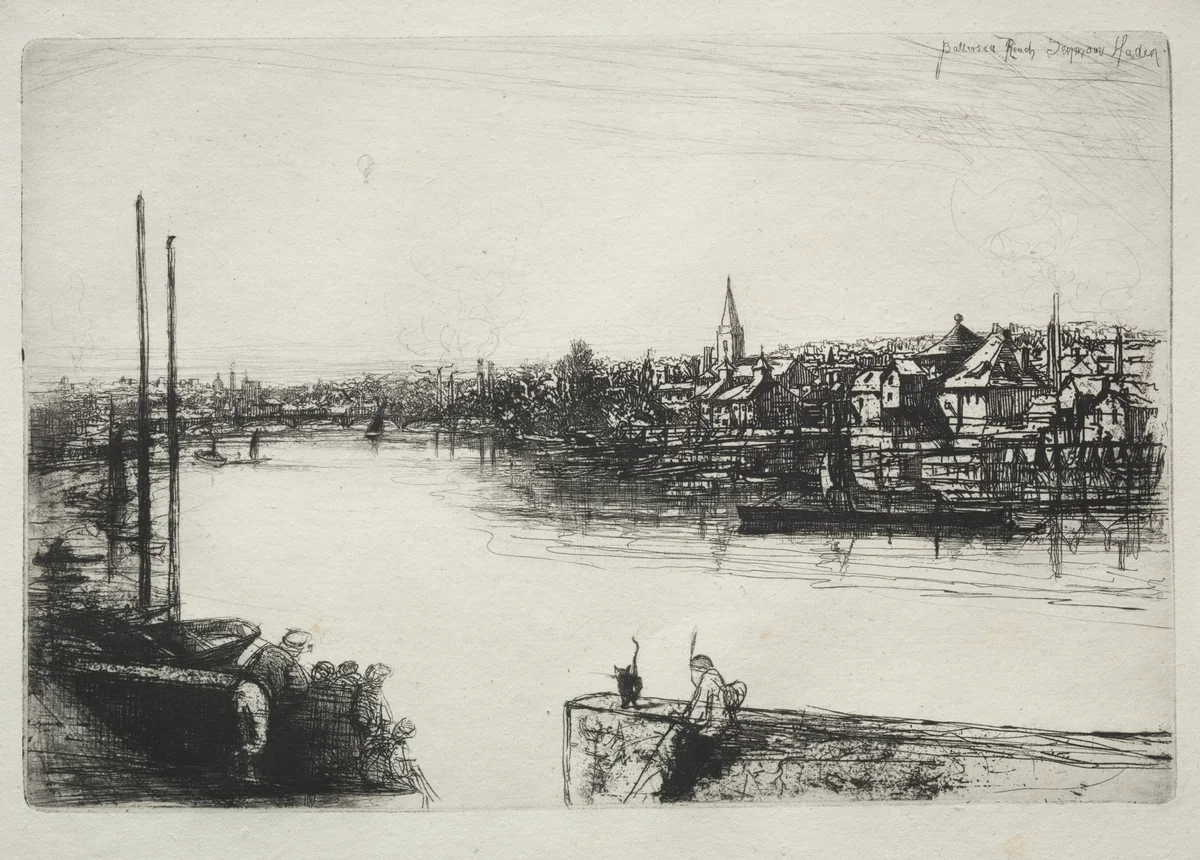 Battersea Reach by Francis Seymour-Haden, print, 1858-1868