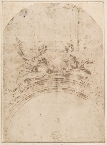 Seated Figures of Saint Ursula and Saint Cecilia by Gian Lorenzo Bernini, drawing, 1598-1680