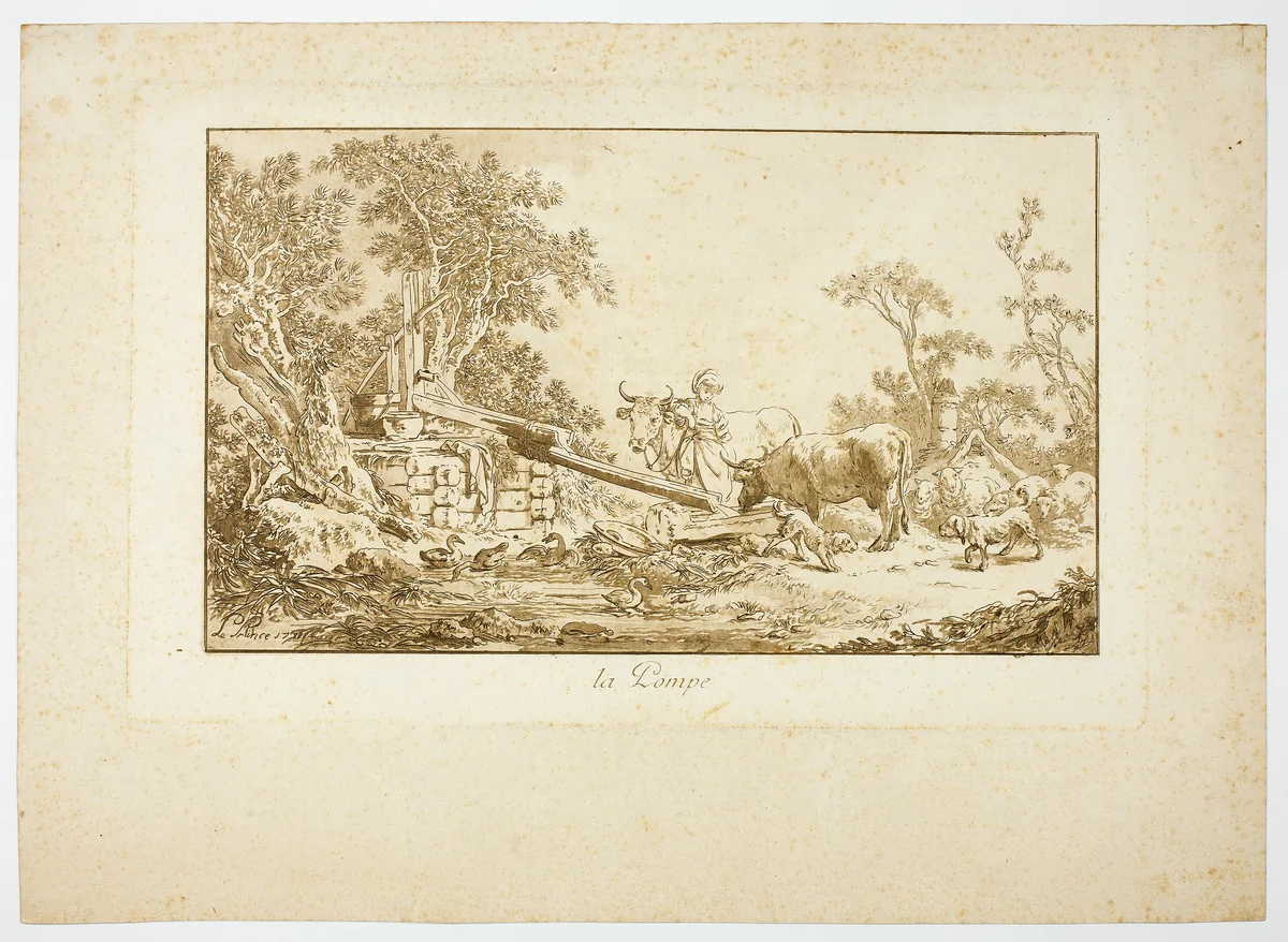 The Pump by Jean Baptiste Le Prince, print, 1771