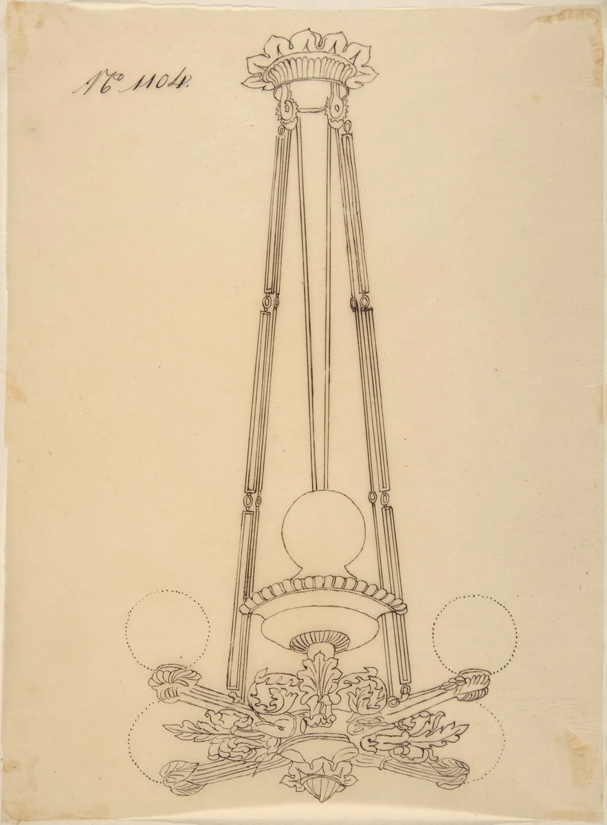 Design for a Chandelier by anonymous, drawing, 1800-1899