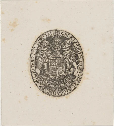 Shield of James I by Simon van de Passe, print, 1595-1647