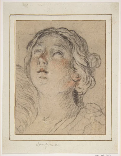 Female Head Upturned by Giovan Gioseffo Dal Sole, drawing, 1654-1719