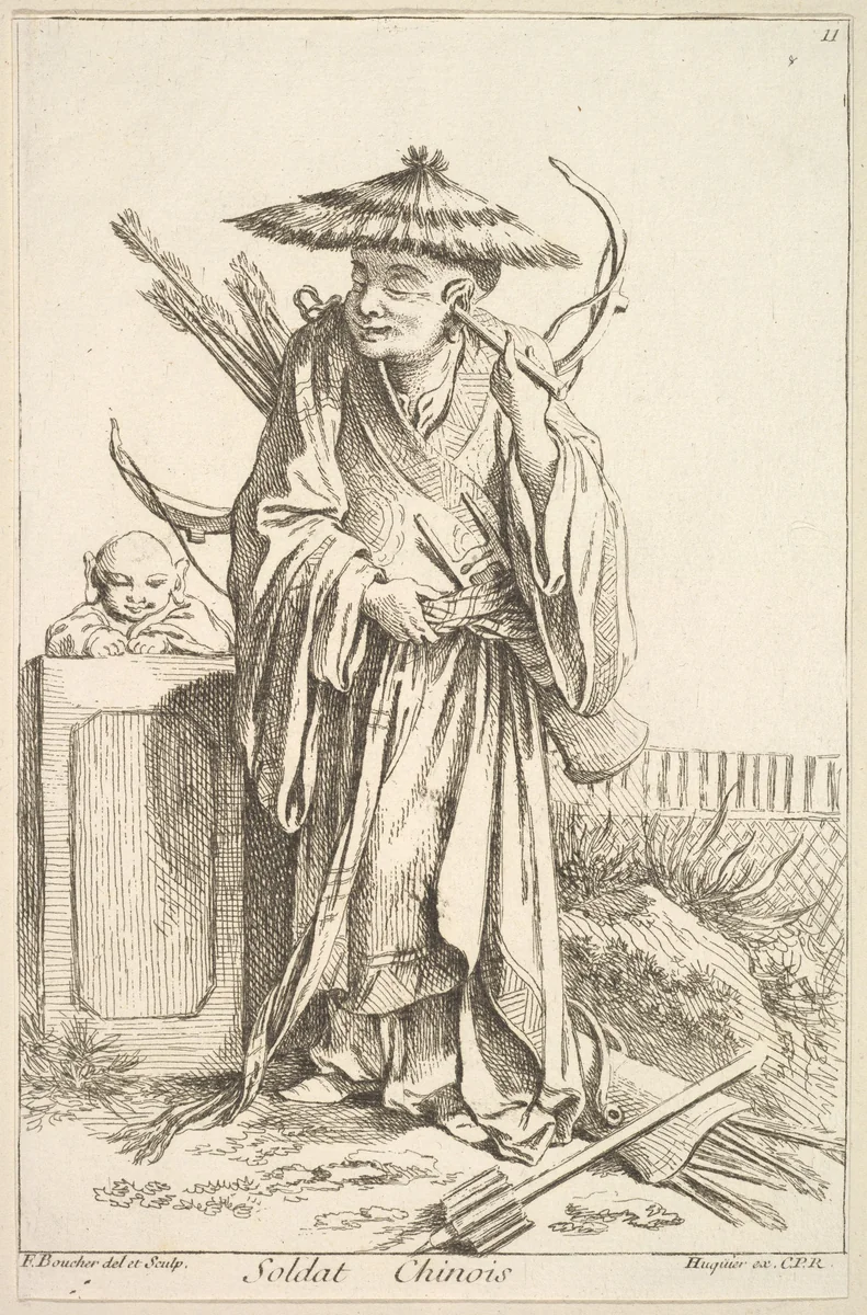 Chinese Soldier by François Boucher, print, 1738-1745