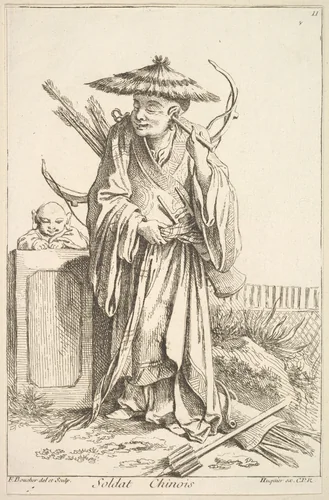 Chinese Soldier by François Boucher, print, 1738-1745