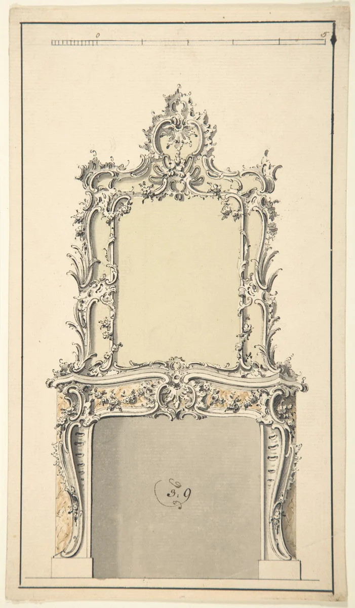 Design for a Fireplace by Sir Henry Cheere, drawing, 1720-1781