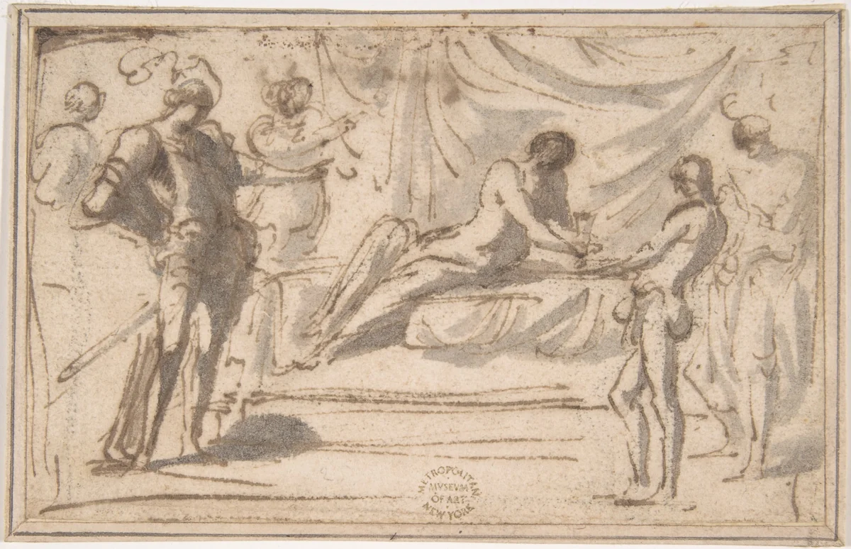 Page Presenting Wine by anonymous, drawing, 1500-1600