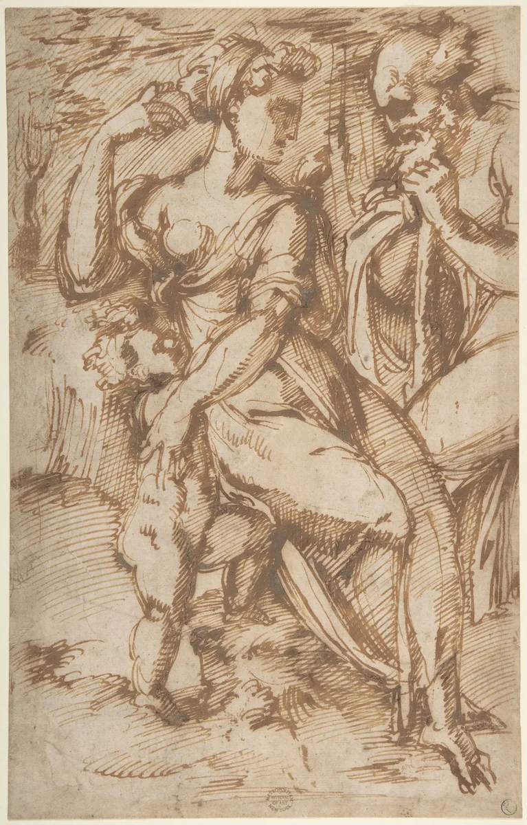 The Holy Family (?) by Baccio Bandinelli, drawing, 1488-1560