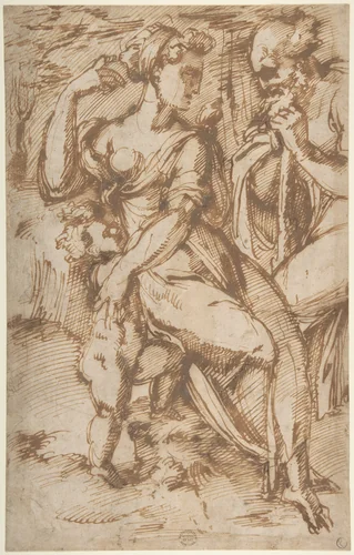 The Holy Family (?) by Baccio Bandinelli, drawing, 1488-1560