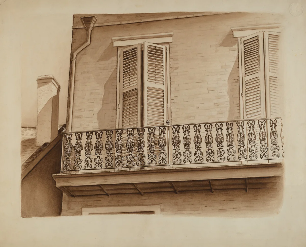 Cast Iron Balcony Rail by Al Curry, index of american design, 1936