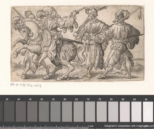 Vier landsknechten by Unknown, print, 1524-1562