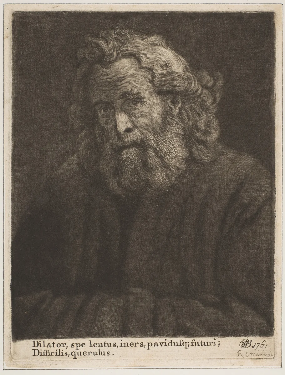 Old Man with a Long Beard by William Baillie, print, 1761