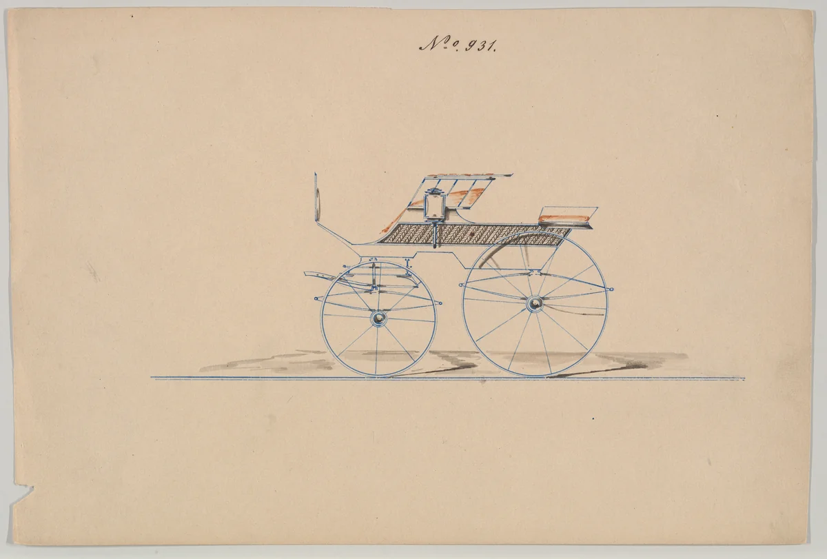 T-Cart (Phaeton) #931 by Brewster & Co., drawing, 1850-1870