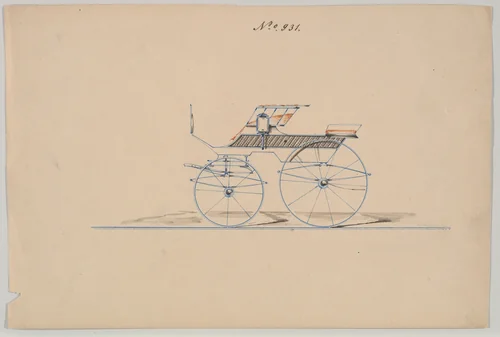 T-Cart (Phaeton) #931 by Brewster & Co., drawing, 1850-1870